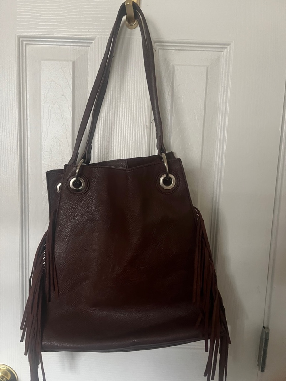 Urban Originals Fringe Shoulder Tote in Dark Brown in EUC designed in Australia